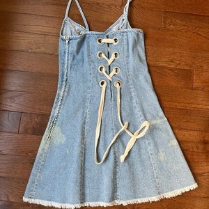 DEMIN MINI DRESS WITH CORSET BACK
